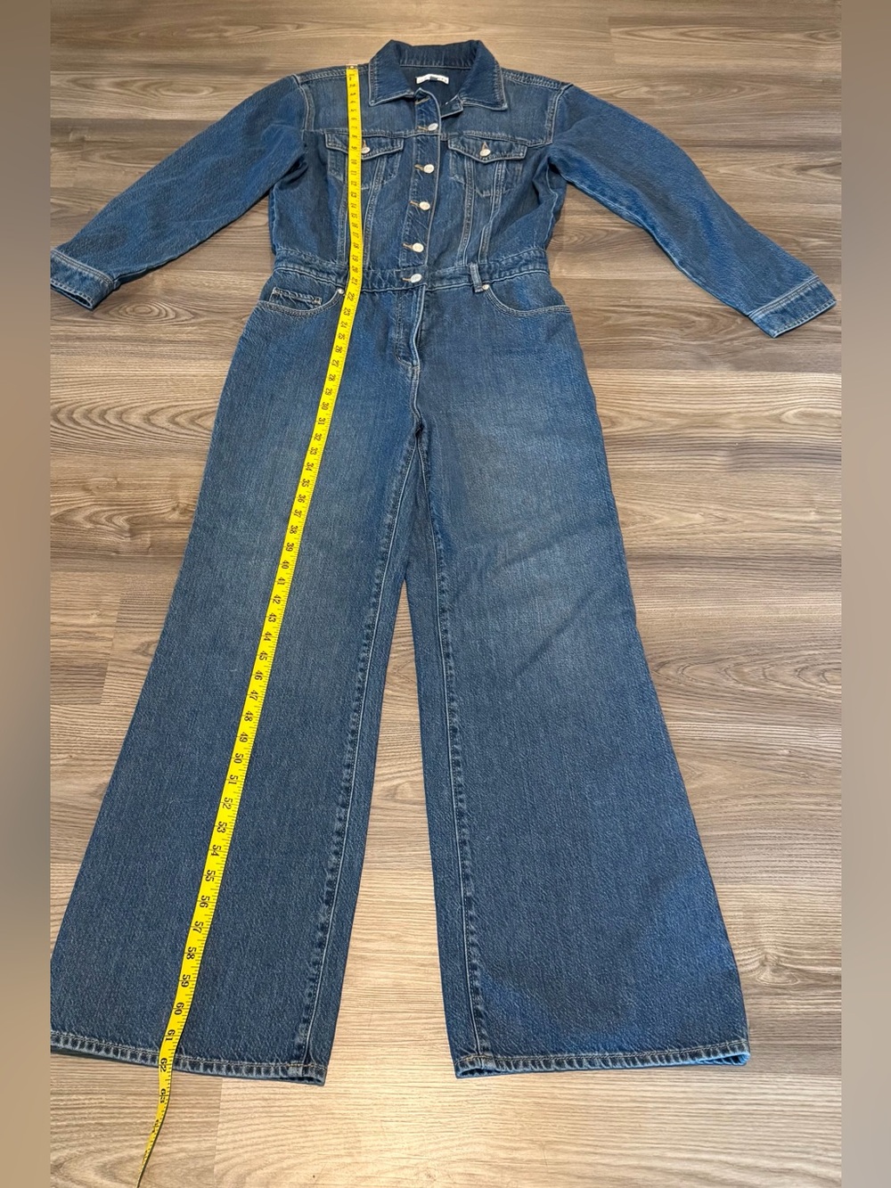 Loft Denim Jean Jumpsuit Women’s size 6 Zip Fly Button Up Long Sleeve Lyocell - Picture 4 of 9